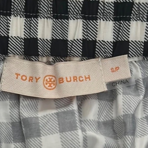 Tory Burch Black White Gingham Midi Skirt Small Cotton Tie Waist Pockets NWOT - Picture 10 of 10